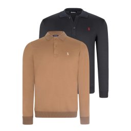 DOUBLE SET V4007 DEWBERRY MEN'S SWEATSHIRT-NAVY-CAMEL