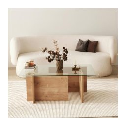 Măsuță de cafea ESCAPE 40x105 cm maro/transparent