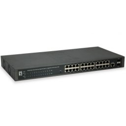 Switch Comutator GEP-2652, 24 porturi, PoE, Negru