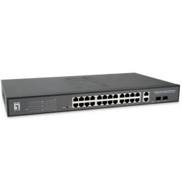 Switch Comutator GEP-2841, 24 porturi, PoE, Negru
