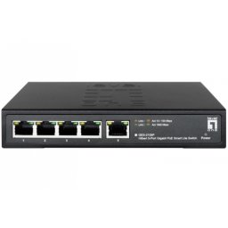 Switch Comutator GES-2105P, 5 porturi, PoE, Negru