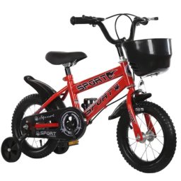 Bicicleta copii 14 inch cu roti ajutatoare si frane C-brake, NBW, 3-5 ani, Rosu