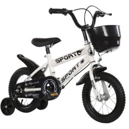 Bicicleta copii 14 inch cu roti ajutatoare si frane C-brake, NBW, 3-5 ani, Alb