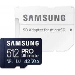 Memory Card microSDXC Samsung PRO Ultimate MB-MY512SA/WW 512 GB, Class 10, UHS-I U3, V30, A2 + Adaptor SD
