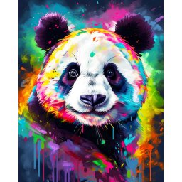Set goblen cu diamante, cu sasiu, Panda in culori, 40x50 cm