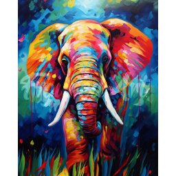 Set goblen cu diamante, cu sasiu, Elefant in culori, 40x50 cm