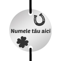 Martisor Personalizat Bratara Inox Banut Argintiu Snur Negru Nume