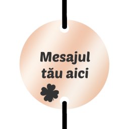 Martisor Personalizat Bratara Inox Banut Rose Gold Snur Negru Mesaj