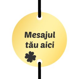 Martisor Personalizat Bratara Inox Banut Auriu Snur Negru Mesaj