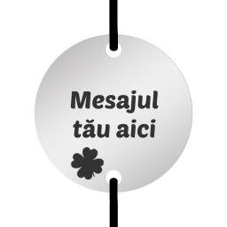 Martisor Personalizat Bratara Inox Banut Argintiu Snur Negru Mesaj