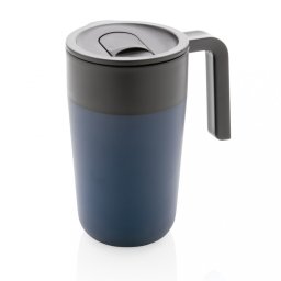 Cana de voiaj, Everestus, 18SEP3120, 480 ml, 12.8x8.8x15.2x Ø8.8 cm, Polipropilena, Otel, Albastru navy