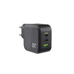 Incarcator retea Green Cell CHARGC08, PowerGaN, 65W, USB-C, USB-A, Negru