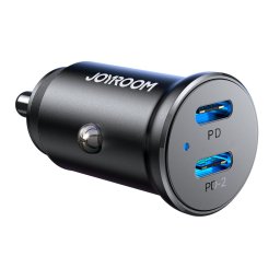 JR-CCN06 2x USB-C mini car charger metal 30W Negru