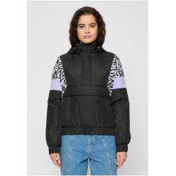 Women's AOP Mixed Pull Over Jacket Black/Zebra