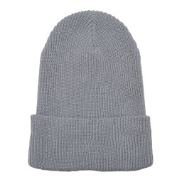 Ribbed knit cap made of recycled yarn grey