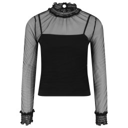 Women's Double-Layer Mesh L/S Black