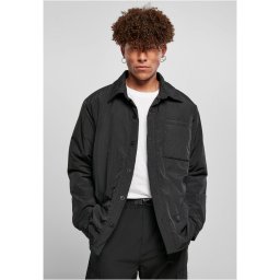 Padded nylon shirt jacket black