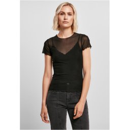 Women's mesh T-shirt in black color