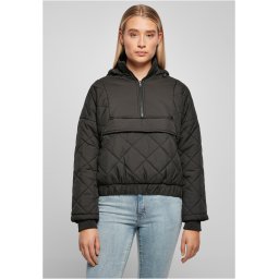 Women's Oversized Diamond Quilted Tug Jacket Black