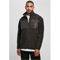 Patched microfleece jacket black