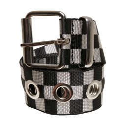 Plaid belt with eyelets black/white