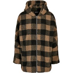 Women's Sherpa Oversized Hooded Jacket, Softtaupe/Black