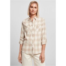 Ladies Turnup Checked Flanell Shirt whitesand/lighttaupe