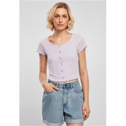 Women's T-shirt with button fastening in lilac