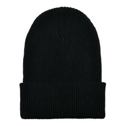 Ribbed knit cap made of recycled yarn black