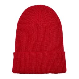 Ribbed knit cap made of recycled yarn red