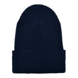 Recycled yarn beanie with ribbed knit in a nautical style