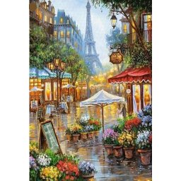 Set goblen cu diamante, fara sasiu, Florar in Paris, 40x50 cm