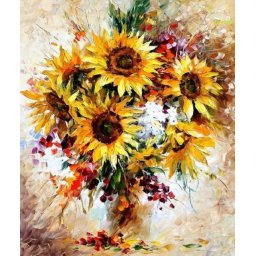 Set pictura pe numere, cu sasiu, Buchet de floarea soarelui, 40x50 cm