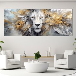 Tablou Canvas Ilustratie Artistica Regele Leu ATGR135 (Dimensiune LxH: 200x80cm)