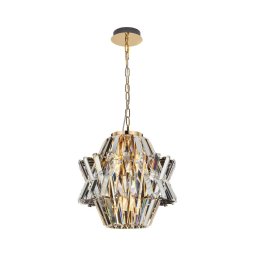 Lustră de cristal pe lanț CROWN 4xE14/40W/230V auriu