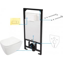 Hiacynt zero Set 6 in 1 vas WC, capac, cadru, clapeta finisaj auriu, sistem prindere si membrana acustica - CDYZ6ZPW
