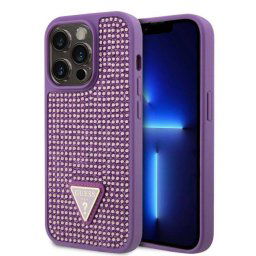 Husa Guess Rhinestones Triangle Metal Logo pentru iPhone 15 Pro Max Mov