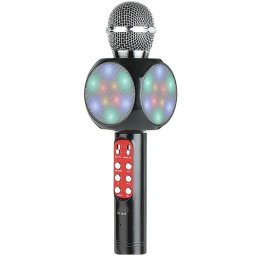 Microfon karaoke copii Pro 9, Radio FM, Bluetooth, Lumini RGB, Boxa Bluetooth, Negru
