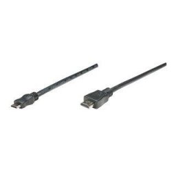 Cablu convertor Manhattan, High Speed, Mini HDMI Male to HDMI Male, 1.8 m, Negru