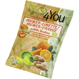Bomboane ghimbir cu lime si ghimbir cu portocala, fara gluten bio 75g