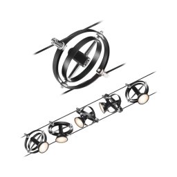 Paulmann 94440 - Set 5xGU5,3/10W sistem complet cu cablu CARDAN 230V negru