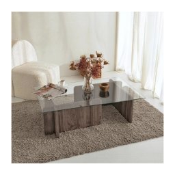 Măsuță de cafea ESCAPE 30x105 cm maro/transparent