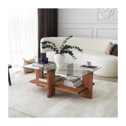 Măsuță de cafea BABYLON 40x105 cm maro/transparent