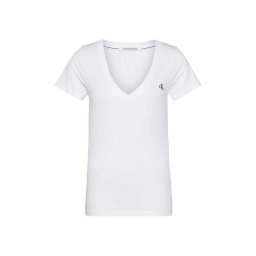 CALVIN KLEIN T-Shirt Ck Embroidery Stretch V-Neck J20J213716 YAF bright white