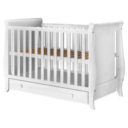 Patut copii din lemn Mira 120x60 cm alb cu sertar