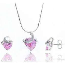 Set Borealy Cercei si Colier Amour Roz