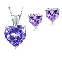 Set Borealy Argint Colier si Cercei Purple Amour