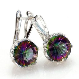 Cercei Borealy Argint 925 Topaz Mistic Round Natural Rainbow