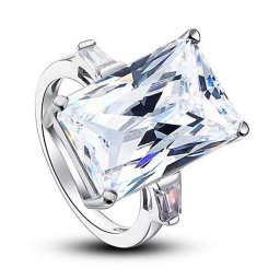 Inel Borealy Argint 925 Simulated Diamond 8.5 Carat Emerald Cut Luxe Marimea 7