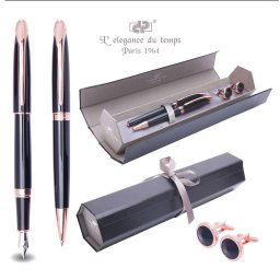 Cadou Business Desk Black Rose Gold Stilou, Pix si Butoni